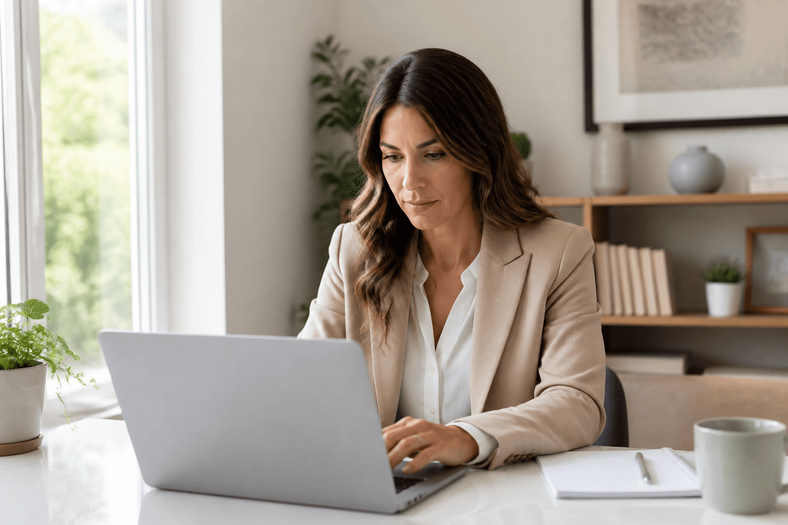 Employer managing hiring on a laptop